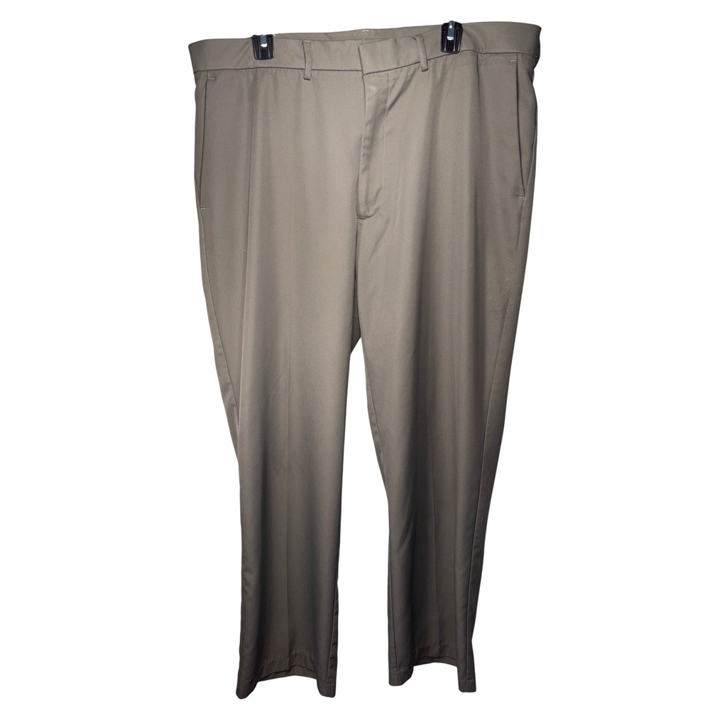 Haggar Mens Khaki Dress Pants Size 42x32 Straight Fit Poly Blend